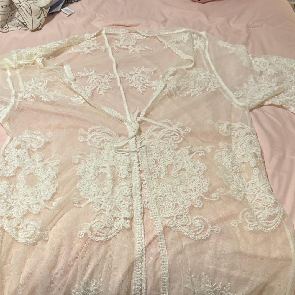 Bathing Suit Cover Up- lace, white